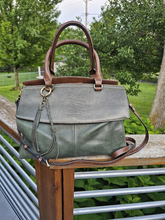 Tignanello Handbags - Tignanello Olive Green Leather Satchel with Brown Handles